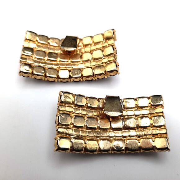 Vintage Purple Rhinestone Shoe Clips, Gold Plated, 1960s - Picture 4 of 10